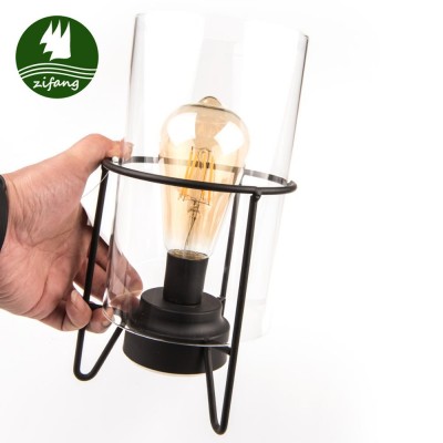 Nightstand Light with Cylinder Lamp Shade Night Light with LED Bulb Battery Operated for Table Centerpiece Indoor Outdoor