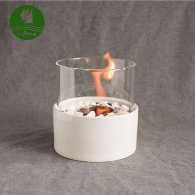 Portable white ceramic round fire pits for garden table